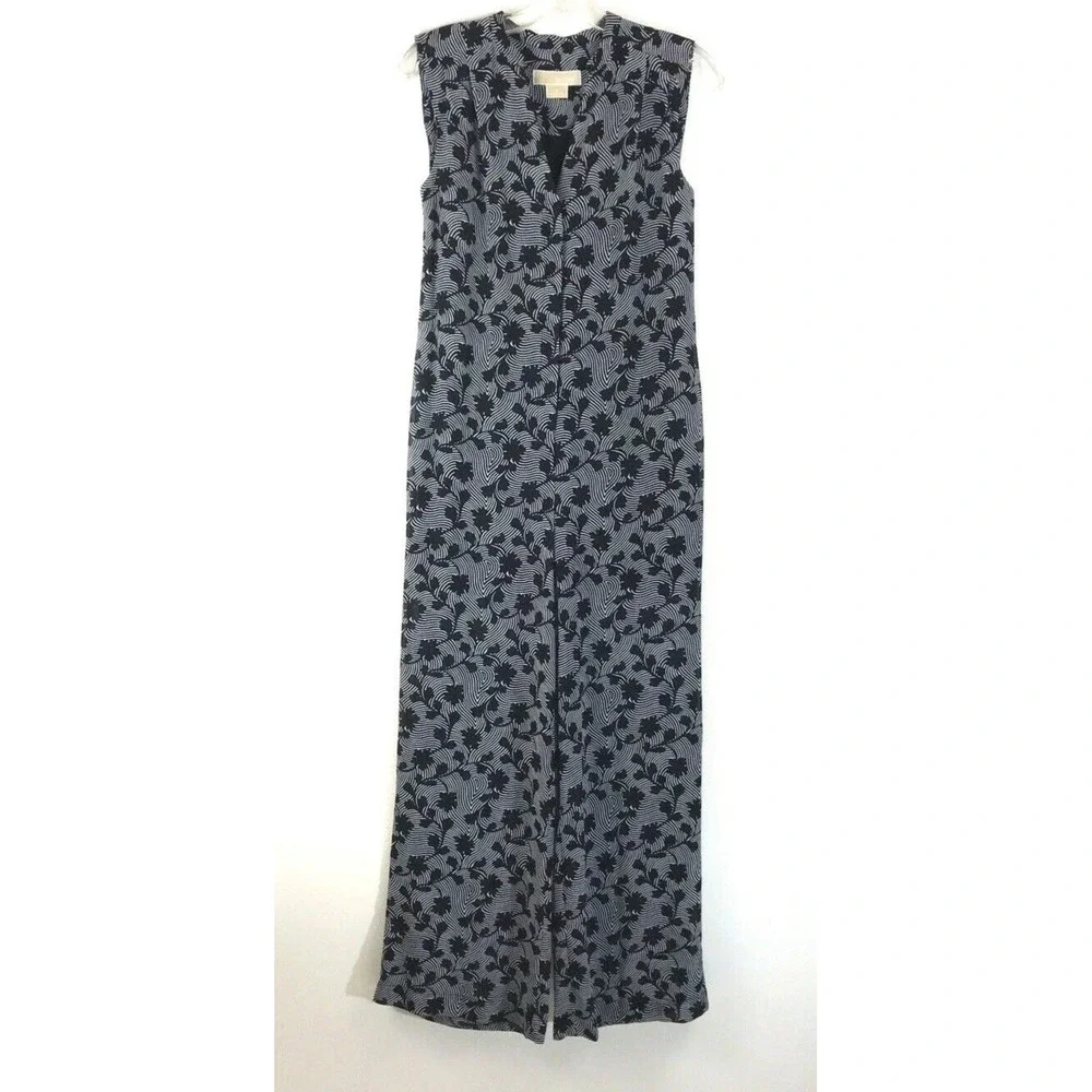 Michael Kors Jumpsuit Sz Small Floral Gray‎ Black Work Casual Business Relaxed